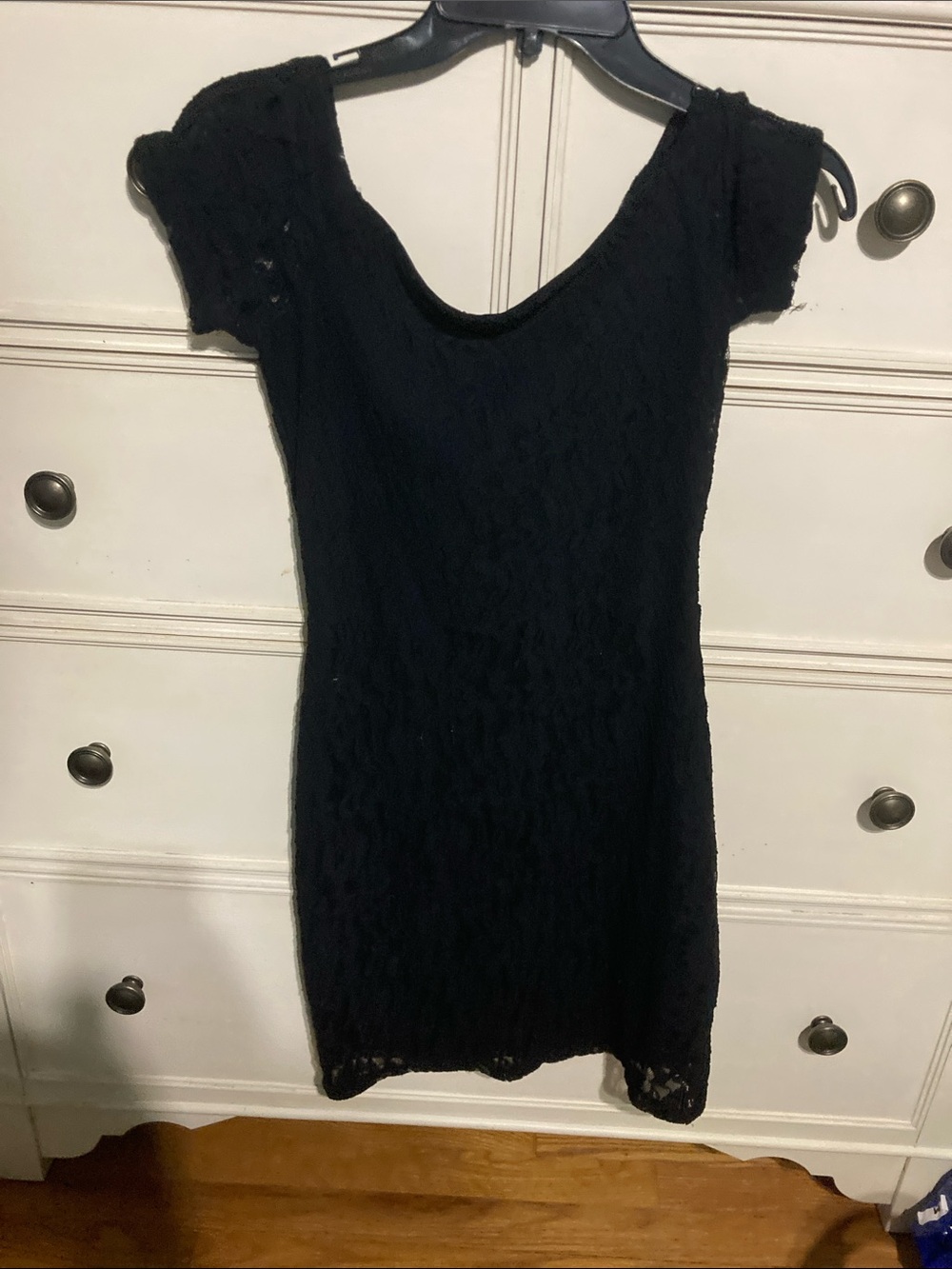1. State Black Lace Mini Dress with Short Sleeves